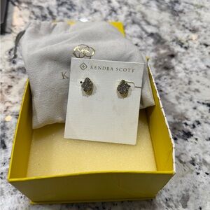 Kendra Scott Gold and Silver Drusy Earrings